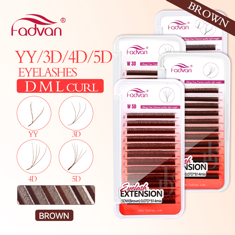 Eyelash Extension Yy - FADVAN коричневые 4D/3D/5D ресницы W-образные ресницы